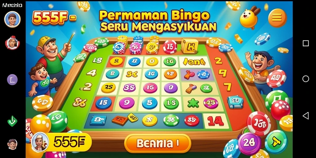 Tampilan gameplay Bingo yang menarik dan penuh warna di 555F.