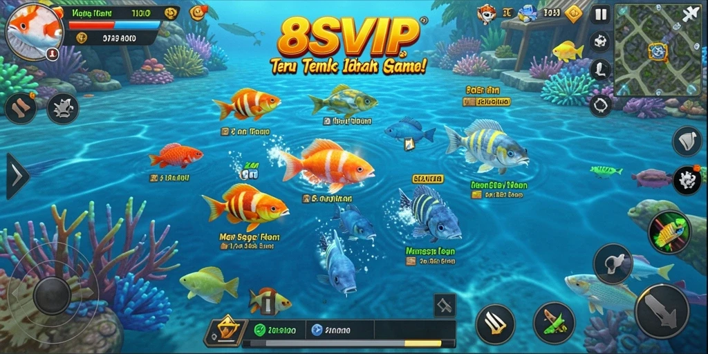 Tampilan gameplay seru Tembak Ikan di 8SVIP.