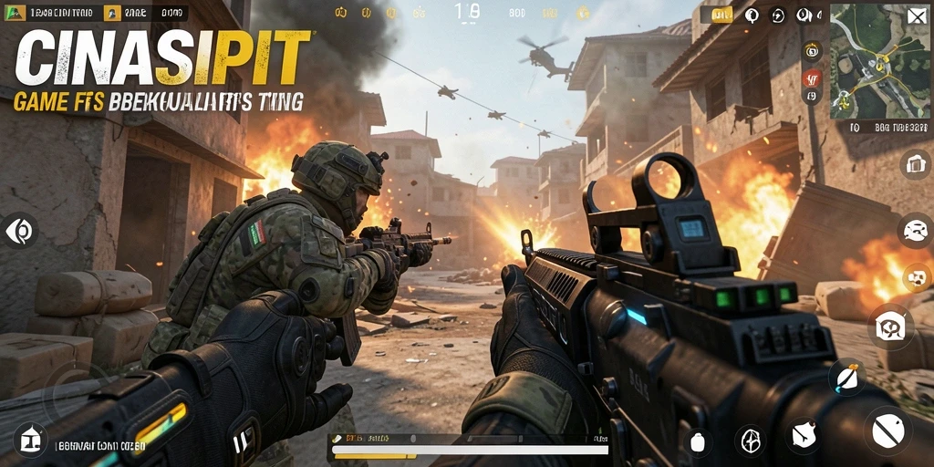 Tampilan gameplay menegangkan dari CINASIPIT dalam pertempuran FPS.
