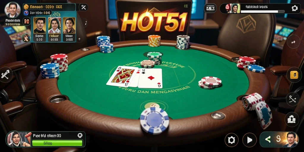 Screenshot gameplay HOT51 menampilkan aksi seru dari permainan Poker.