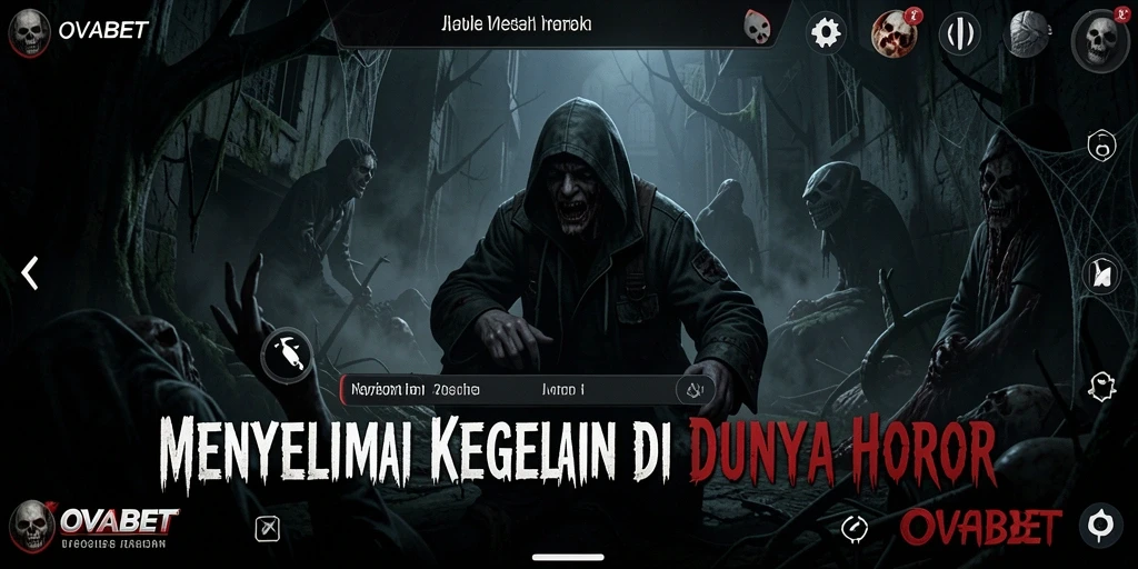 Screenshot gameplay OVABET menampilkan momen mencekam di dunia horor.