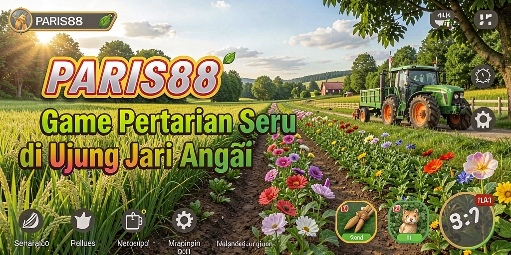 Tangkapan layar gameplay PARIS88 yang menampilkan kebun yang indah.