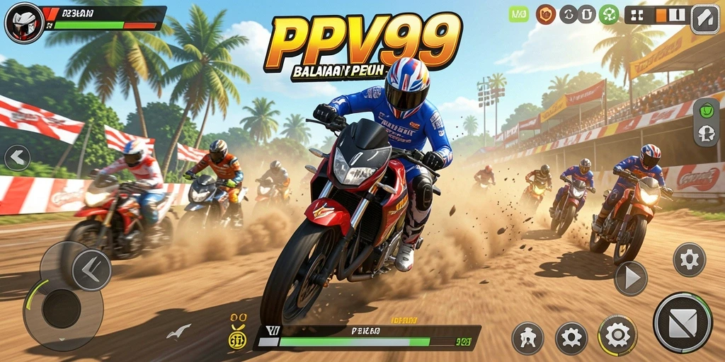 Tampilkan gameplay menegangkan dalam balapan motor.