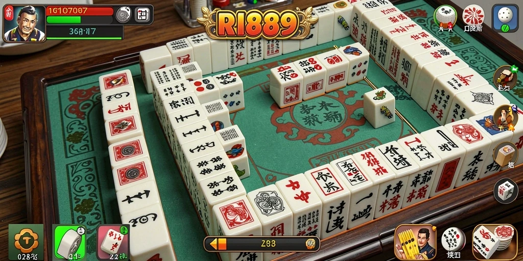Tangkapan layar gameplay RI889 menampilkan keseruan permainan Mahjong.