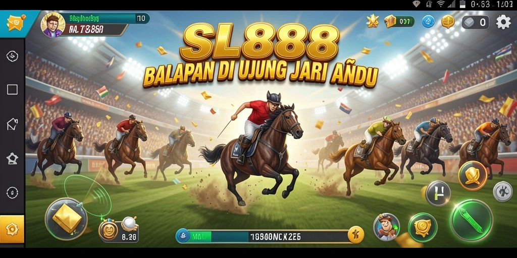 Tangkapan layar utama SL888 menampilkan aksi balapan yang seru dan grafis yang memukau.
