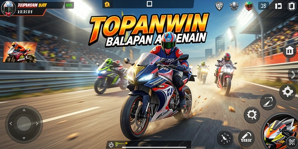 Gameplay seru dan mendebarkan dari TOPANWIN saat balapan motor.