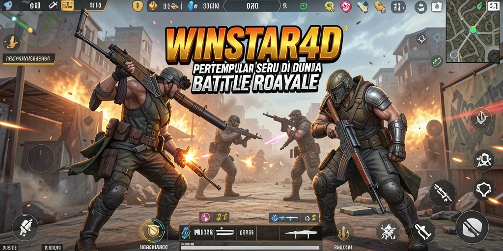Tangkapan layar gameplay <strong>WINSTAR4D</strong> menunjukkan pertempuran seru dan strategis antar pemain.